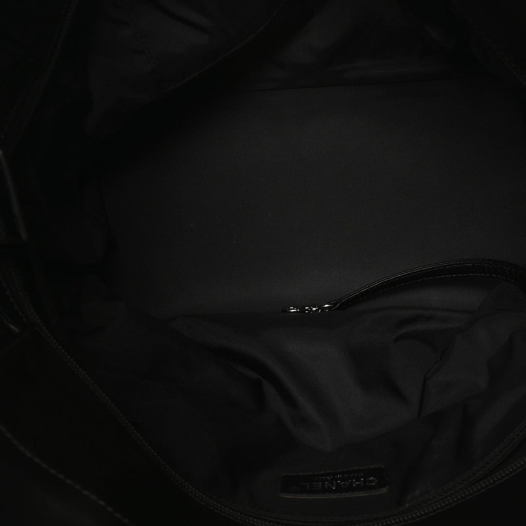 Chanel Coated Canvas Quilted Large Paris Biarritz Tote Black