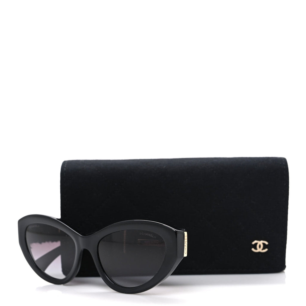 Acetate Tweed Wool CC Chain Sunglasses 5513 Black