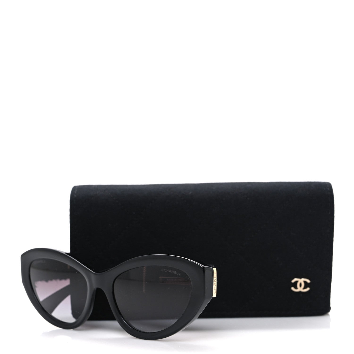 Acetate Tweed Wool CC Chain Sunglasses 5513 Black