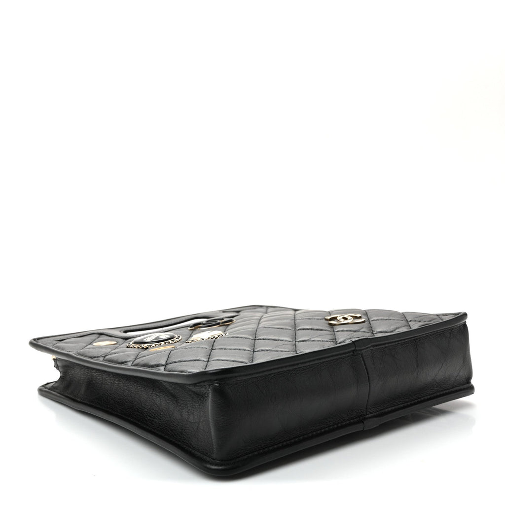 Chanel Aged Calfskin Small Charms Shopping Bag Black