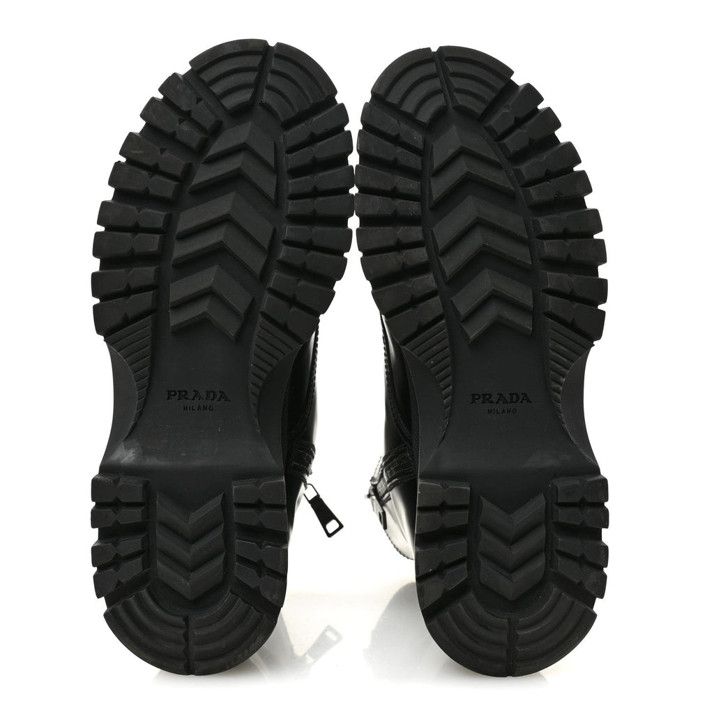 Prada Spazzolato Chocolate 50mm Combat Boots 36.5 Black