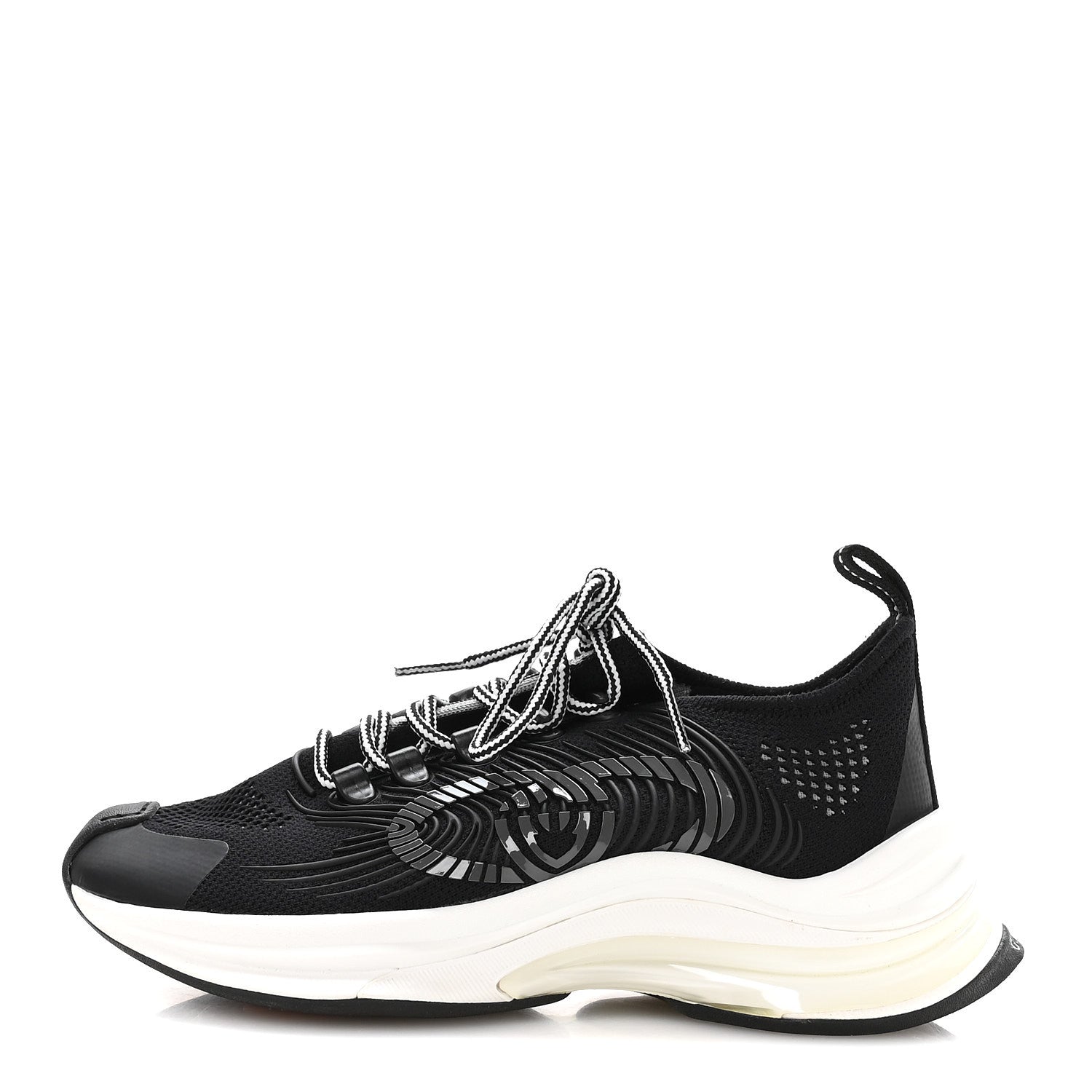 Gucci Technical Knit Fabric Waves Womens Gucci Run Sneakers 36 Black Loess