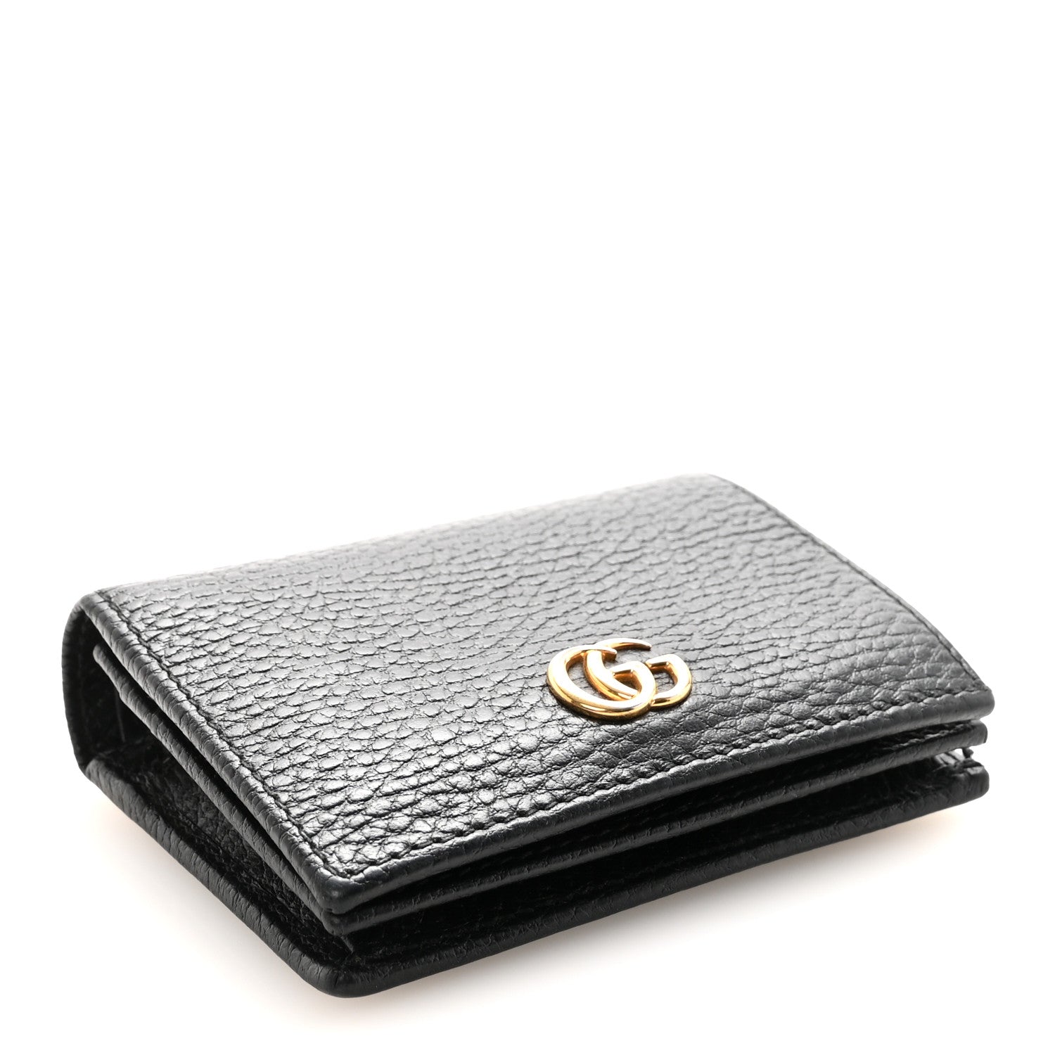 Gucci Pebbled Calfskin GG Marmont Card Case Black