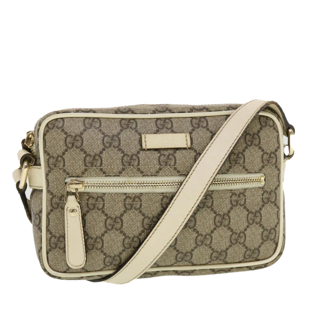 GUCCI GG Canvas Shoulder Bag PVC Leather Beige 201447  43748