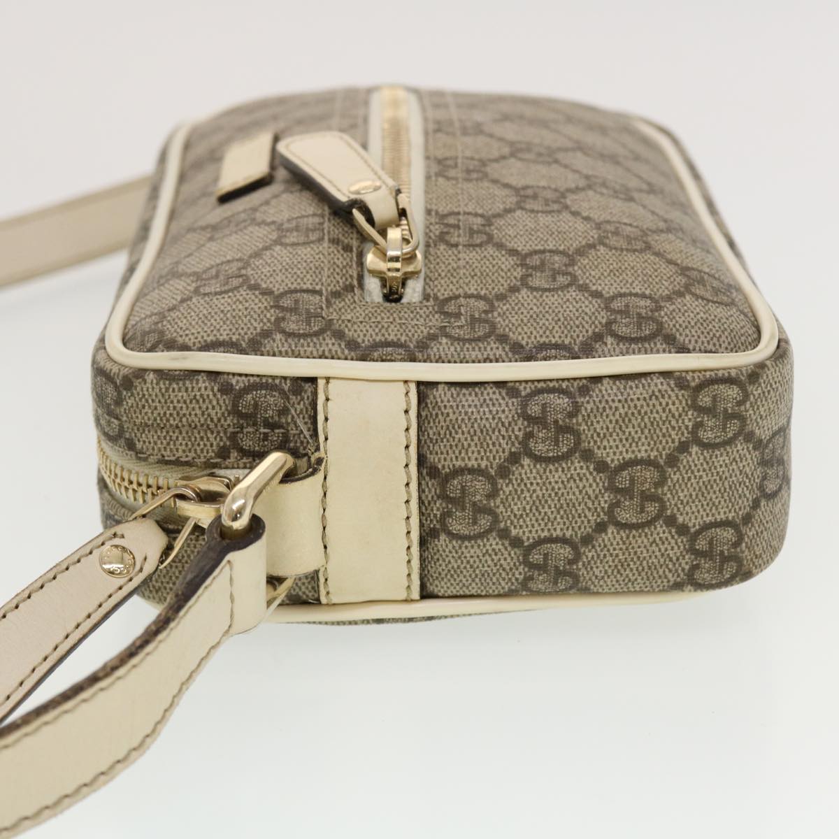 GUCCI GG Canvas Shoulder Bag PVC Leather Beige 201447  43748