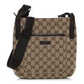 Gucci Monogram Flat Messenger Bag Dark Brown