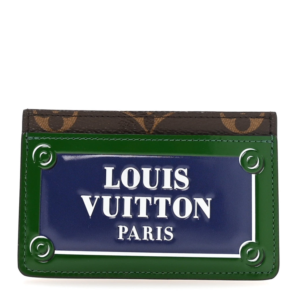 Louis Vuitton Monogram Calfskin Simple Card Holder Blue Green