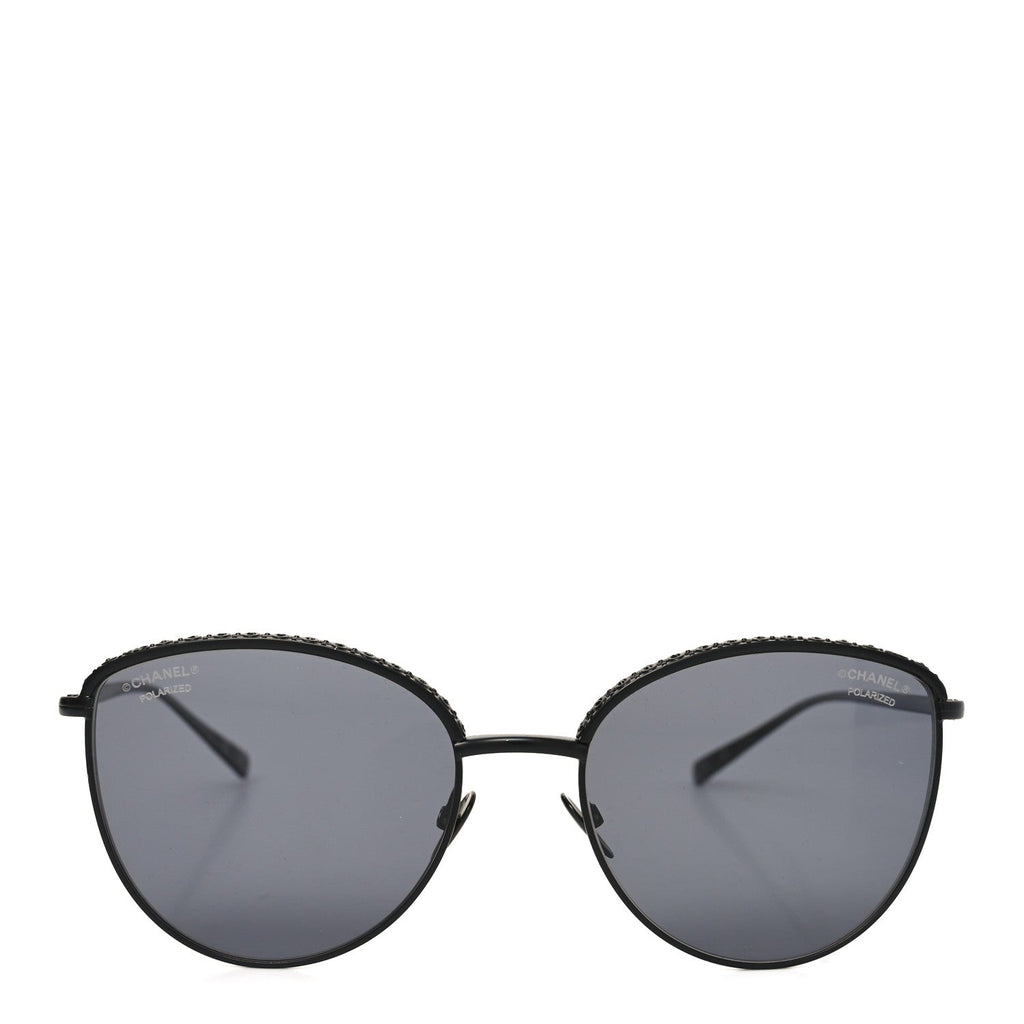 Metal Crystal Polarized Sunglasses 4258-B Black