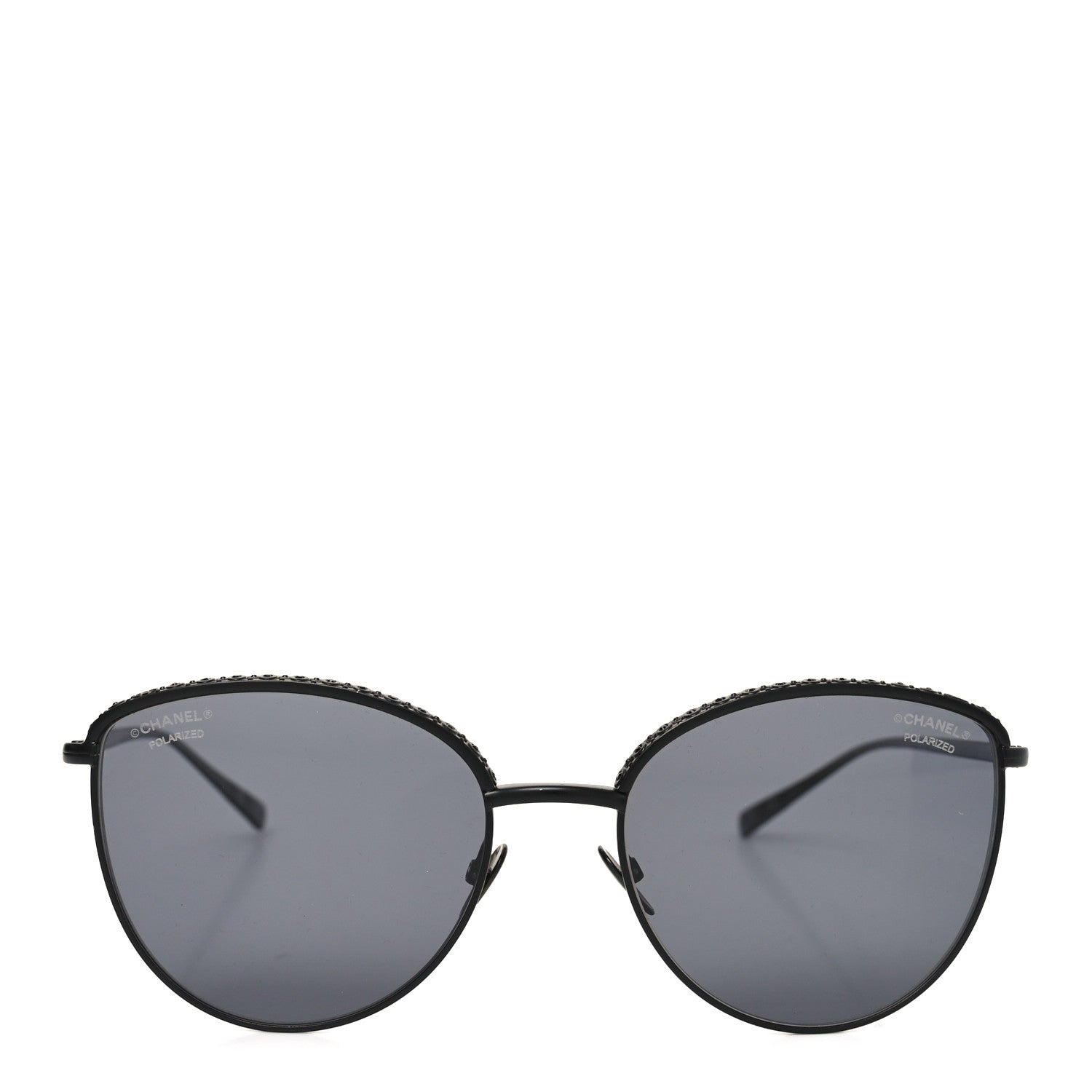 Metal Crystal Polarized Sunglasses 4258-B Black