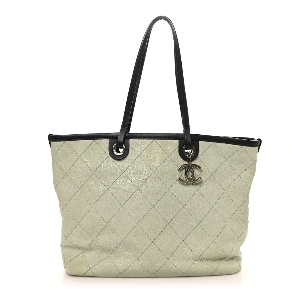 Chanel Grained Calfskin Shopping Fever Tote Green