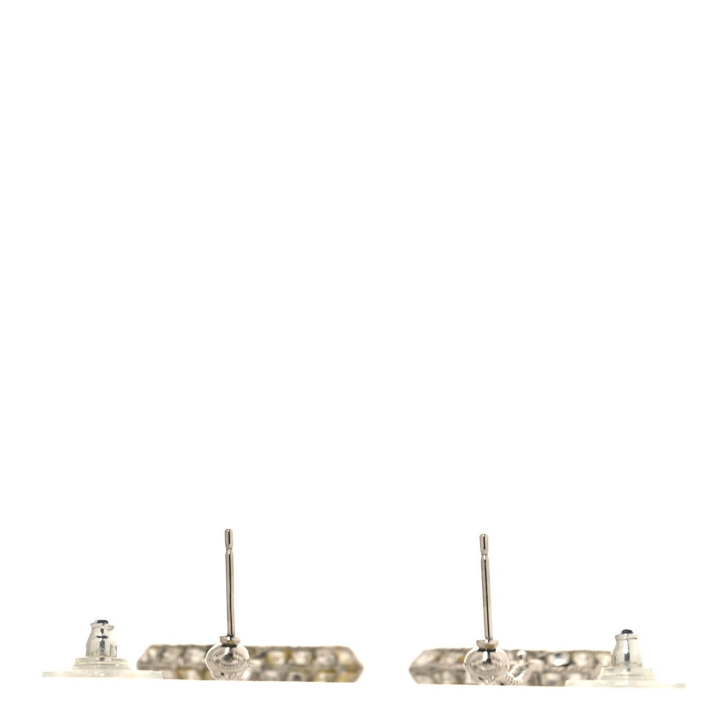 Baguette Crystal CC Drop Earrings Silver