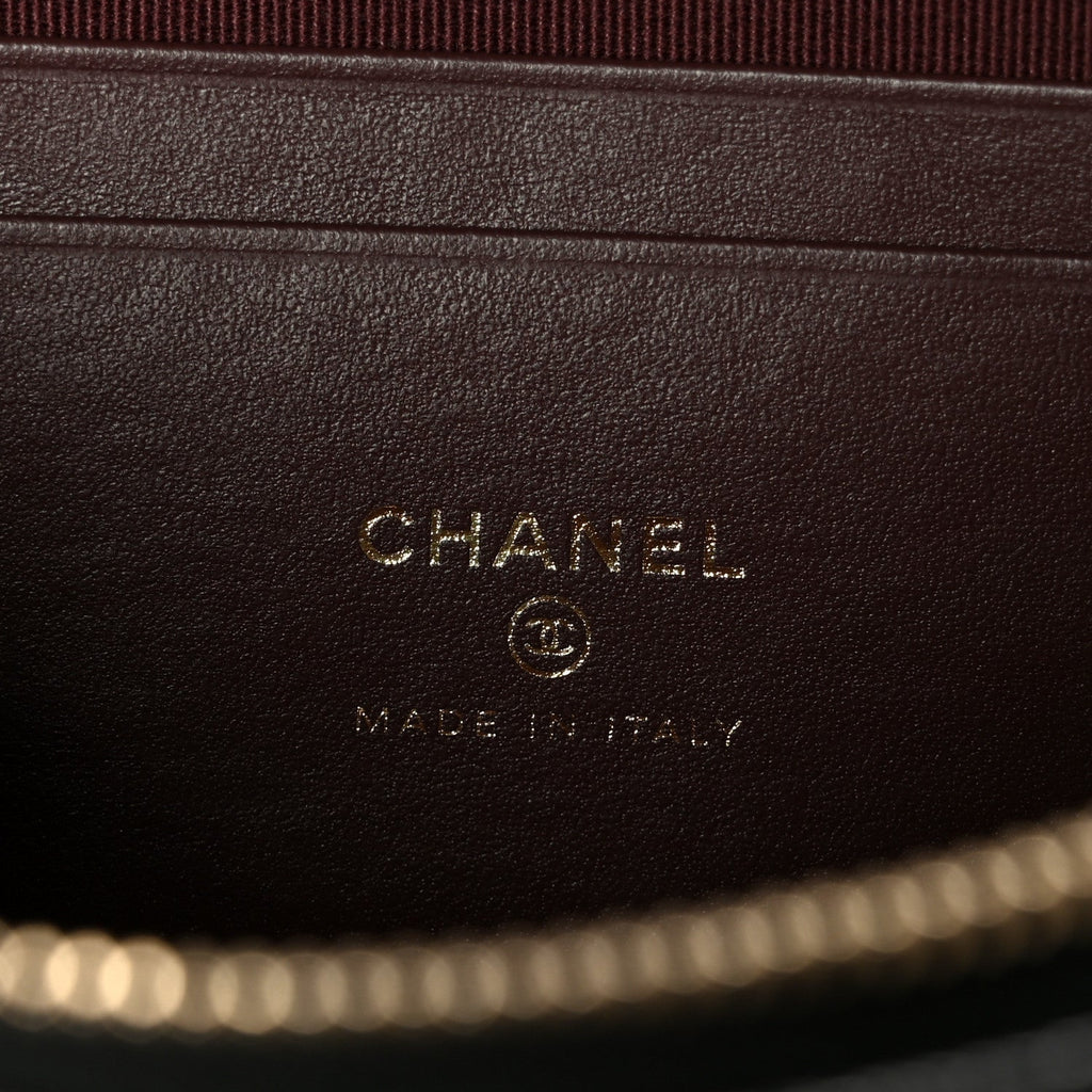 Chanel Caviar Quilted Top Handle Slim Vanity With Chain Black