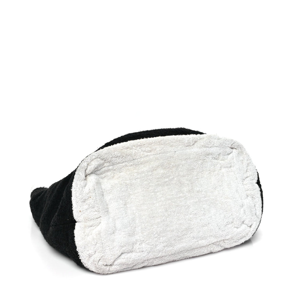 Chanel Terry Cotton CC Beach Tote Towel Set Black White
