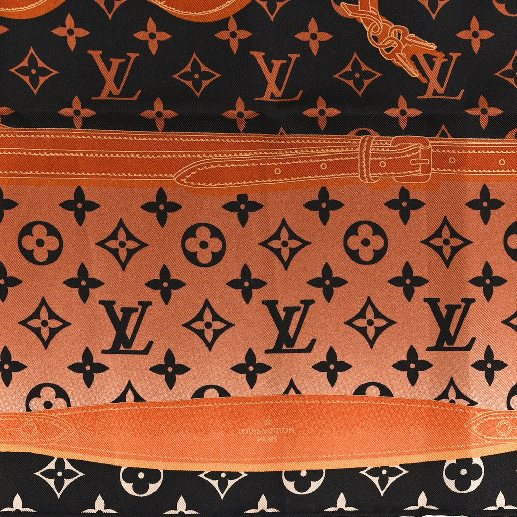 Louis Vuitton Silk Monogram Rising Confidential Square Scarf 70 Beige Multicolor