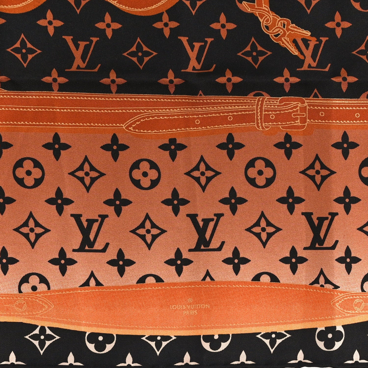 Louis Vuitton Silk Monogram Rising Confidential Square Scarf 70 Beige Multicolor