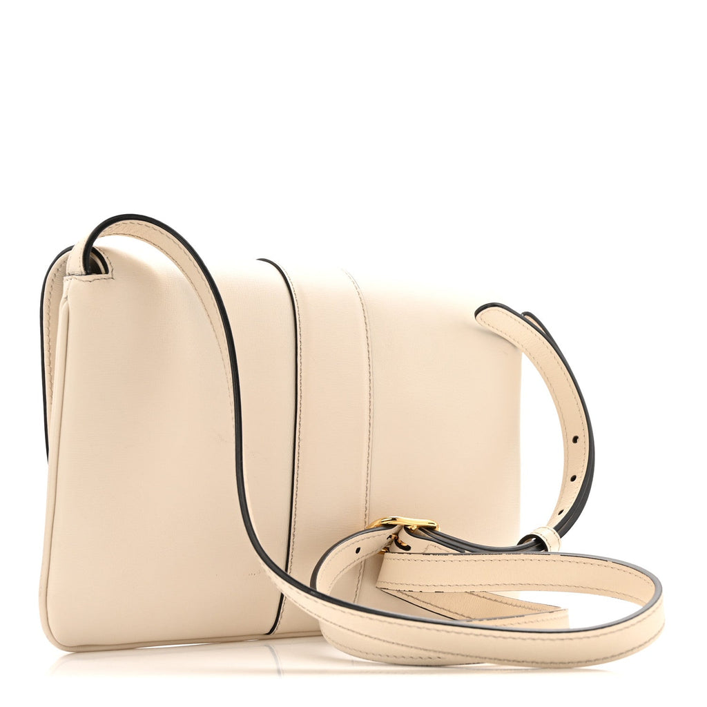Gucci Calfskin Small Arli Flap Shoulder Bag Mystic White