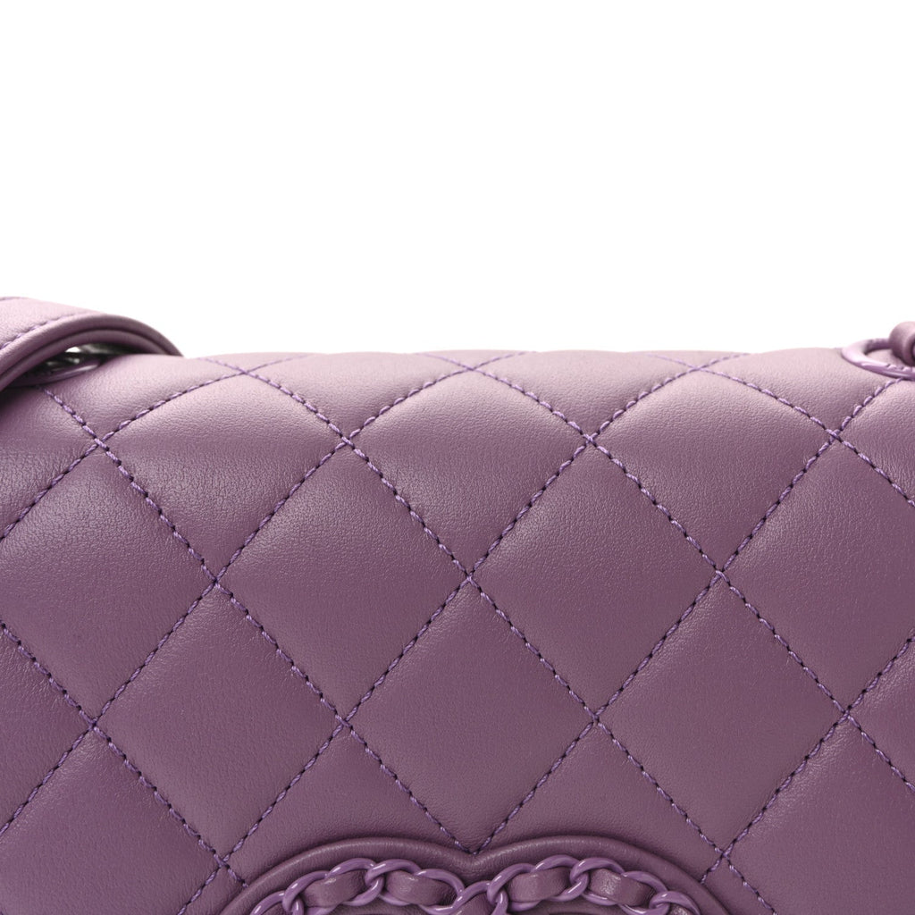 Chanel Lambskin Quilted Small CC Filigree Flap Purple