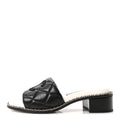 Lambskin Quilted CC Chain Mules 35 Black White