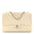 Chanel Distressed Patent Jumbo Single Flap White