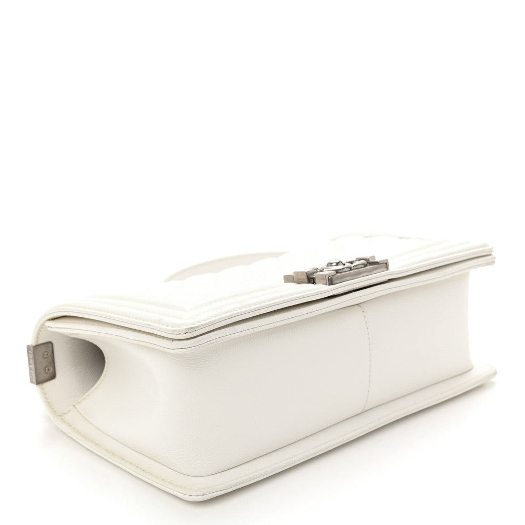 Chanel Caviar Quilted Medium Boy Flap White