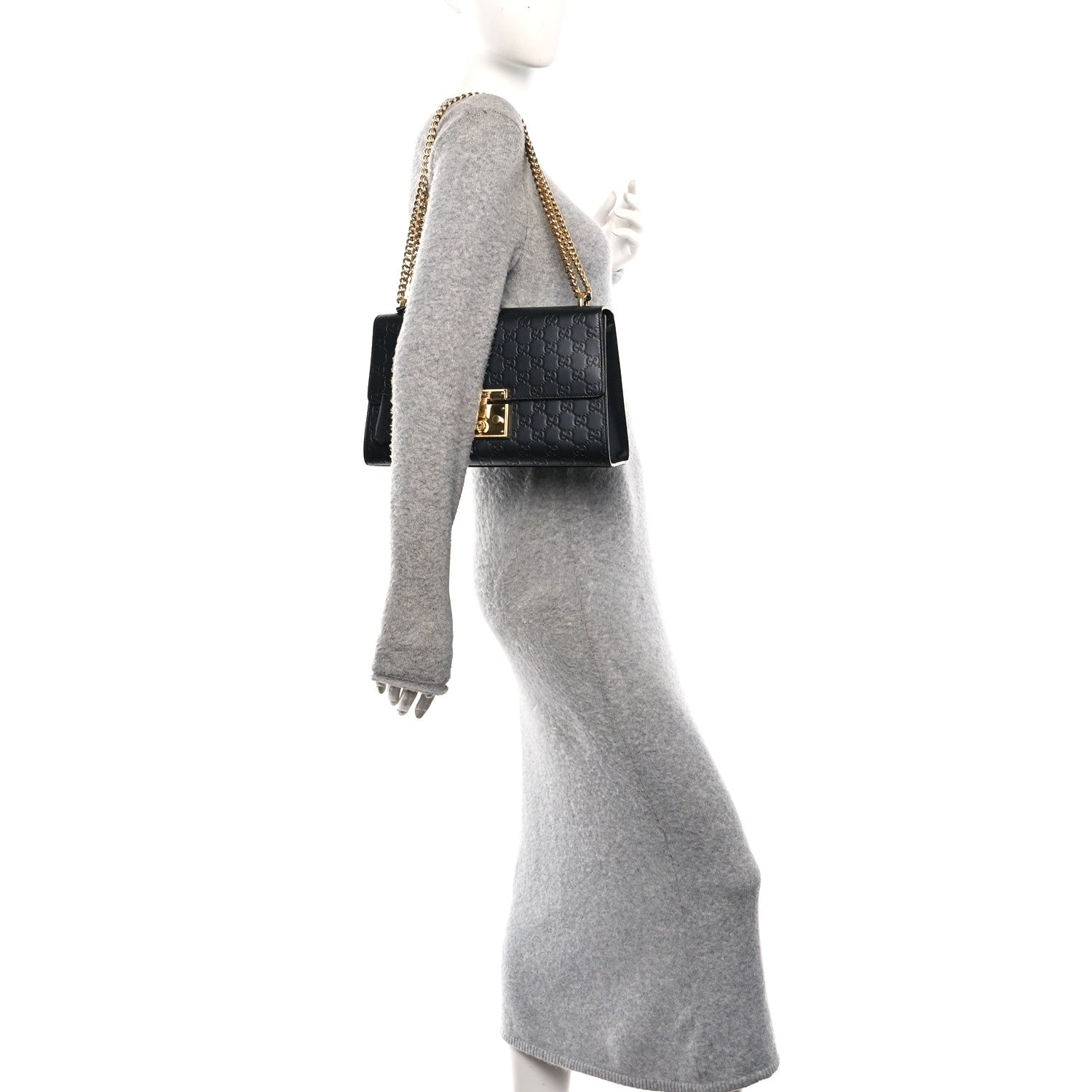 Gucci Guccissima Medium Padlock Shoulder Bag Black