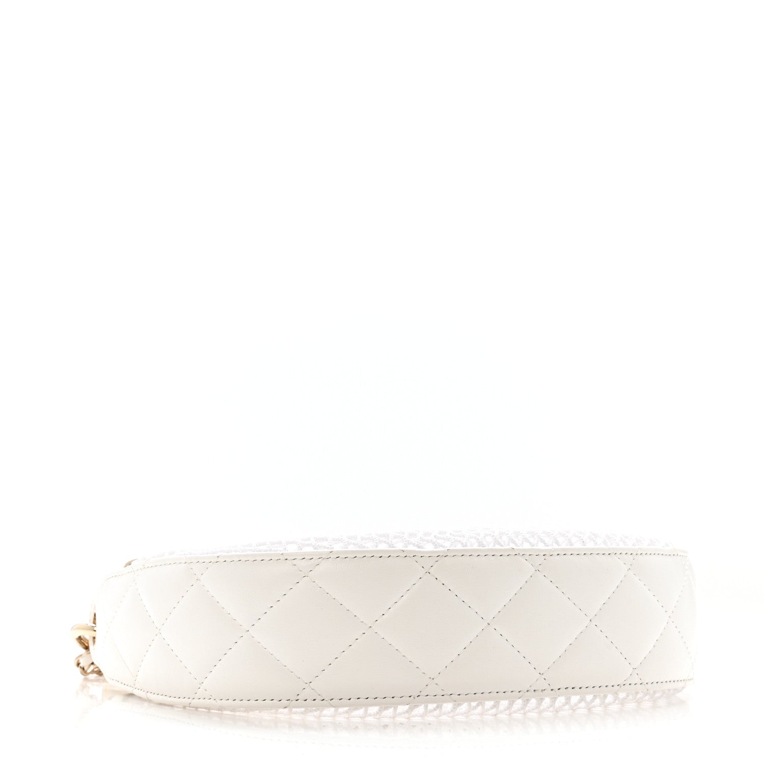 Chanel Mesh Shiny Lambskin Chain Hobo White