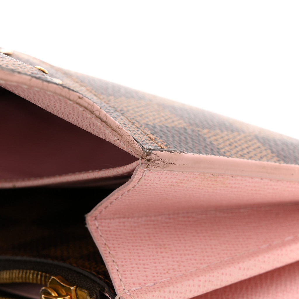 Louis Vuitton Damier Ebene Studded Sarah Wallet NM Rose Ballerine