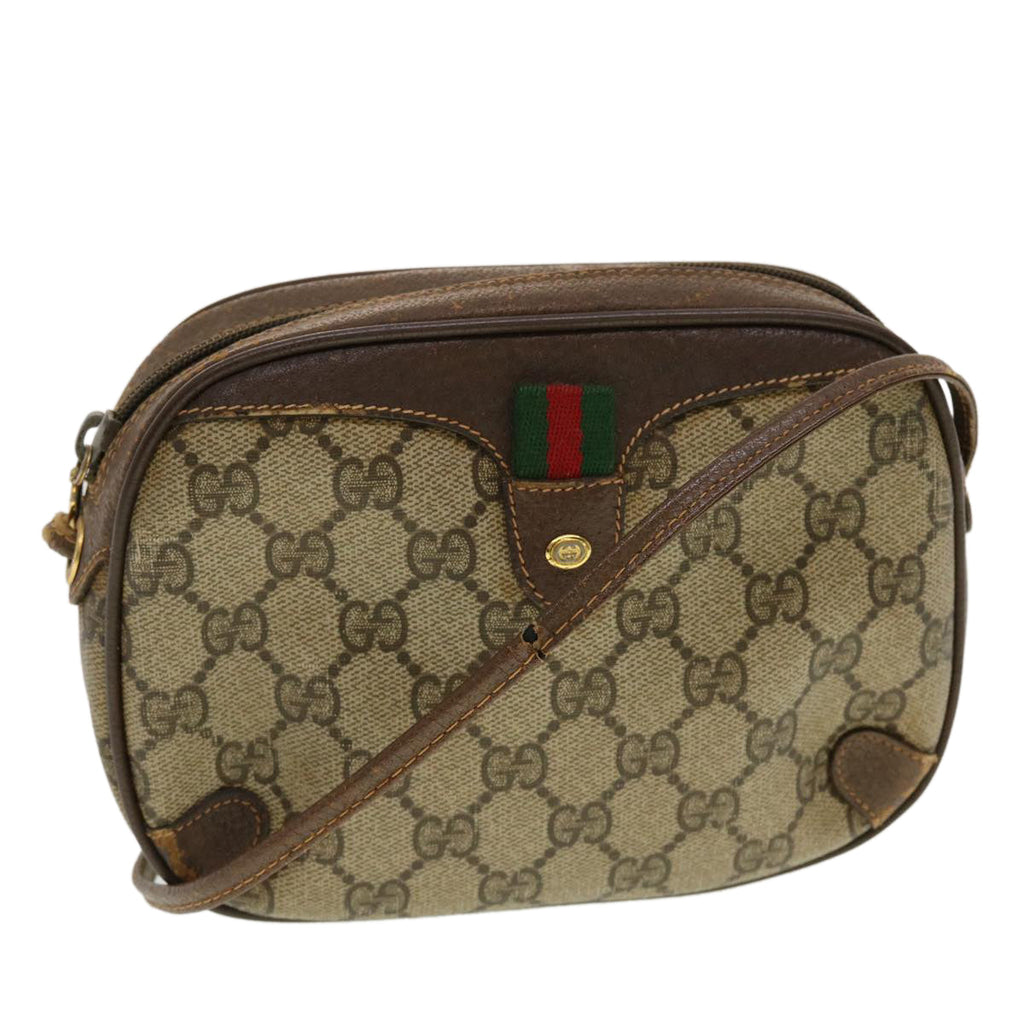 GUCCI GG Canvas Web Sherry Line Shoulder Bag Beige Red Green  43903
