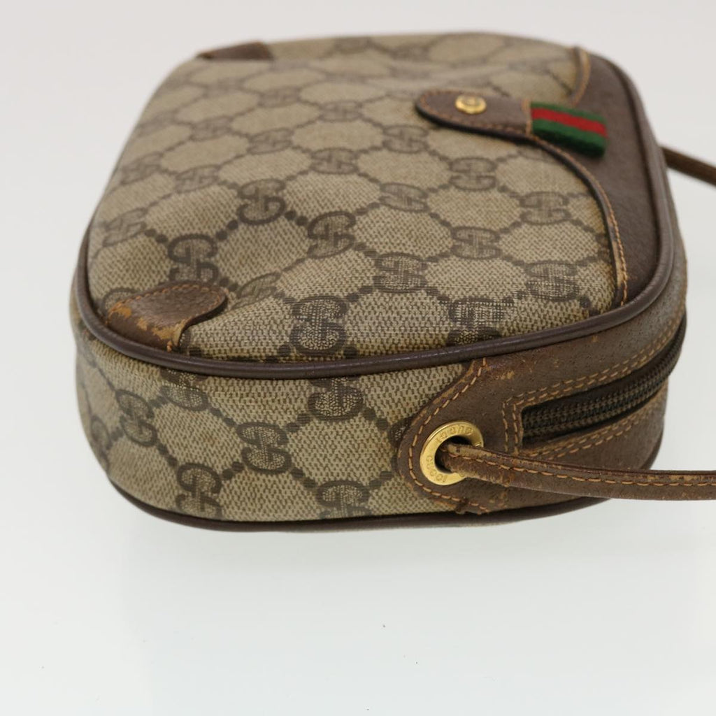 GUCCI GG Canvas Web Sherry Line Shoulder Bag Beige Red Green  43903