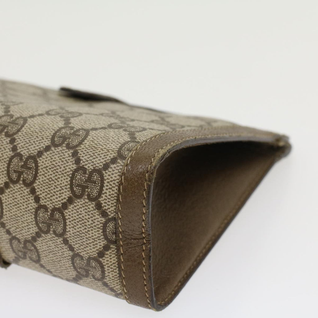 GUCCI GG Canvas Web Sherry Line Clutch Bag PVC Leather Beige Red  43908
