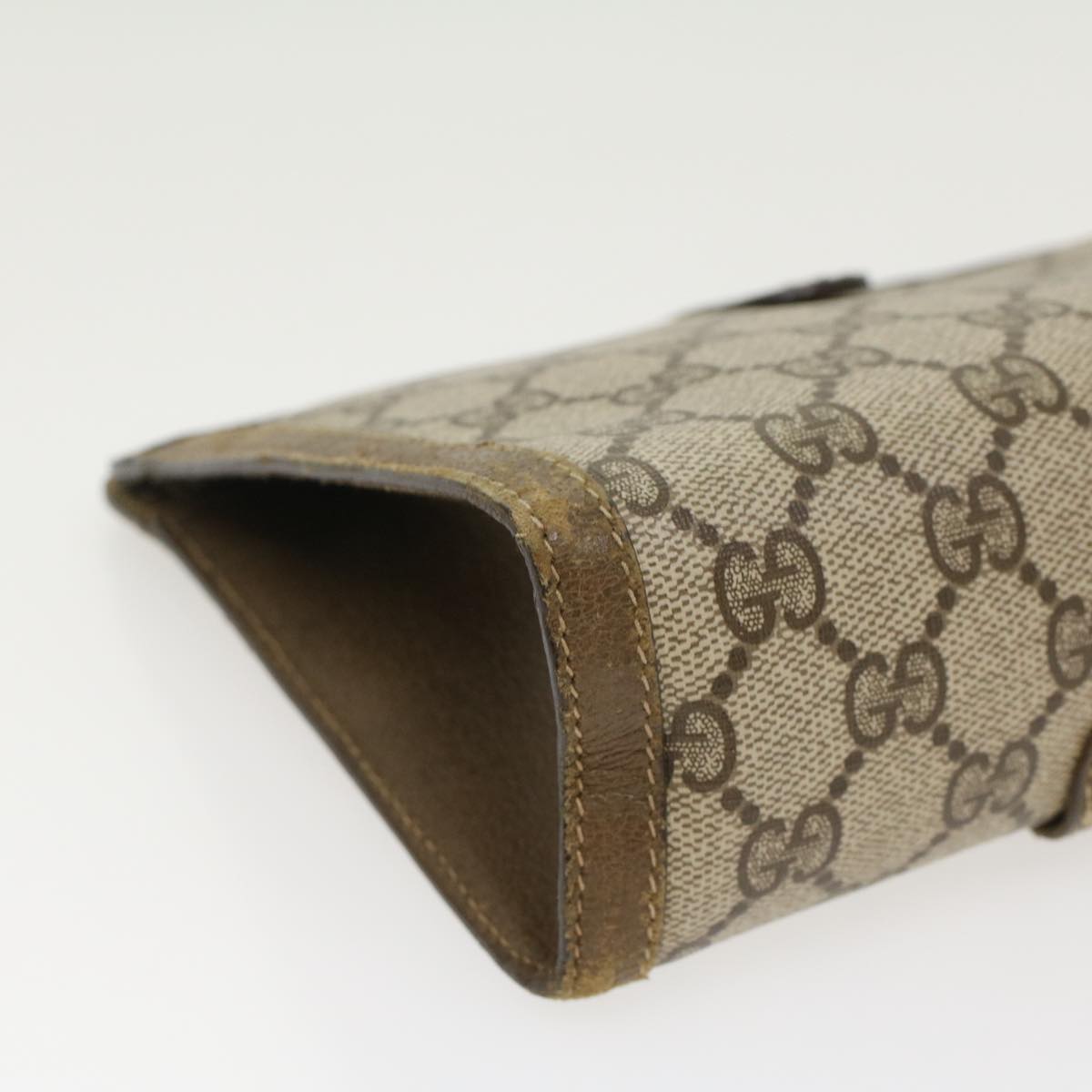 GUCCI GG Canvas Web Sherry Line Clutch Bag PVC Leather Beige Red  43908