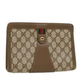 GUCCI GG Canvas Web Sherry Line Clutch Bag PVC Leather Beige Red  43908