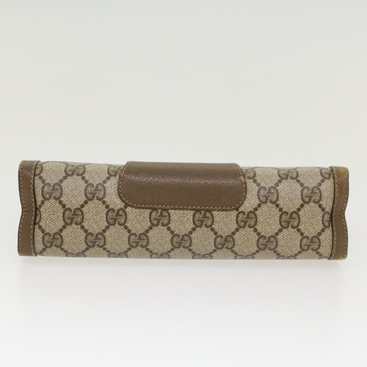 GUCCI GG Canvas Web Sherry Line Clutch Bag PVC Leather Beige Red  43908