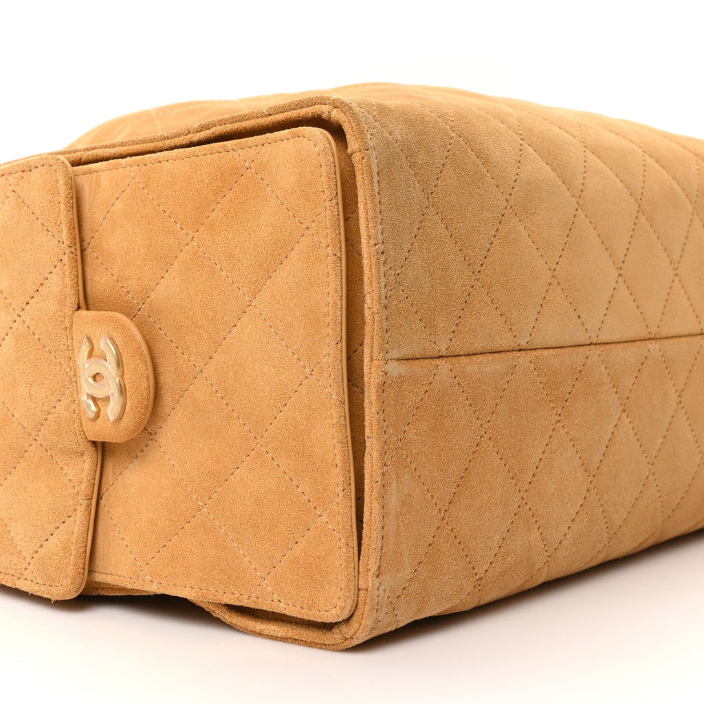 Chanel Suede Quilted Medium Chanel 25 Handbag Beige