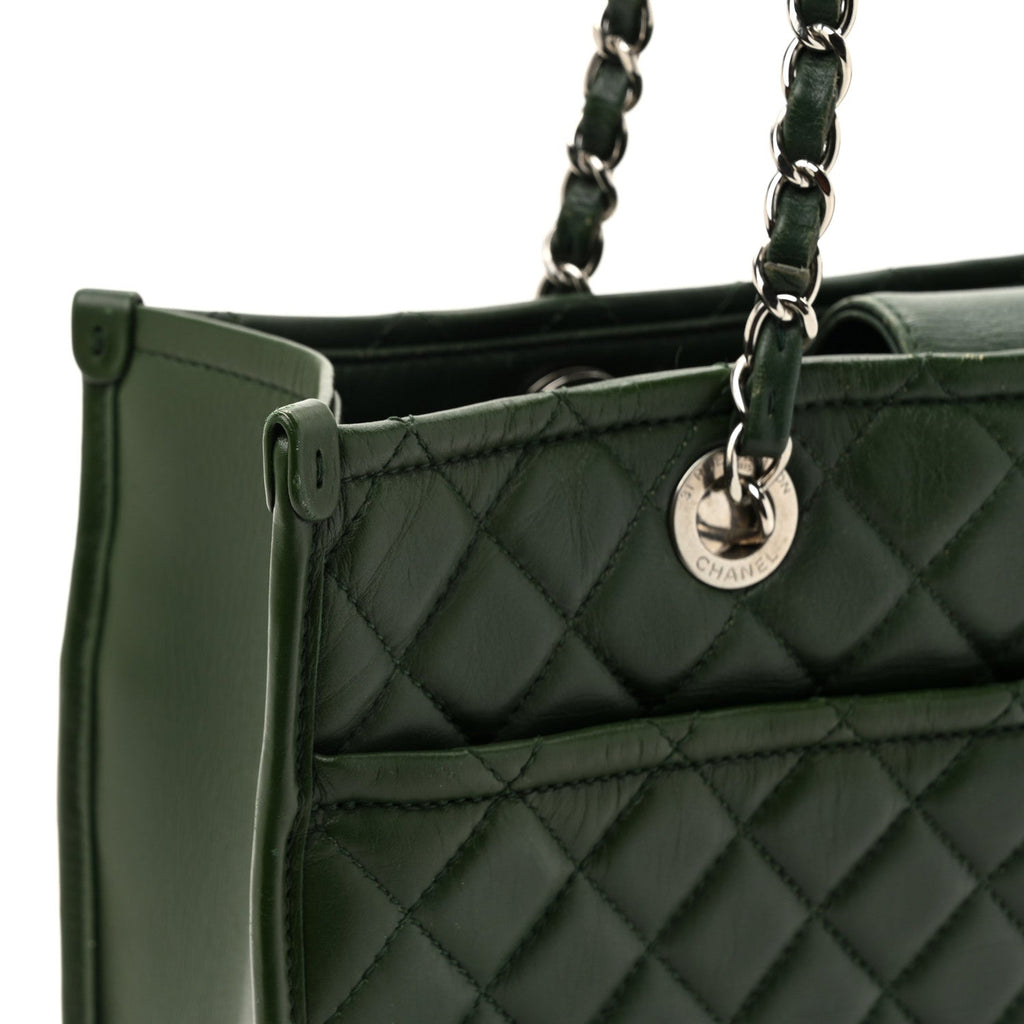 Chanel Aged Calfskin Quilted Large Working Vibe Camera Case Khaki