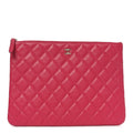 Lambskin Quilted Medium Cosmetic Case Dark Pink