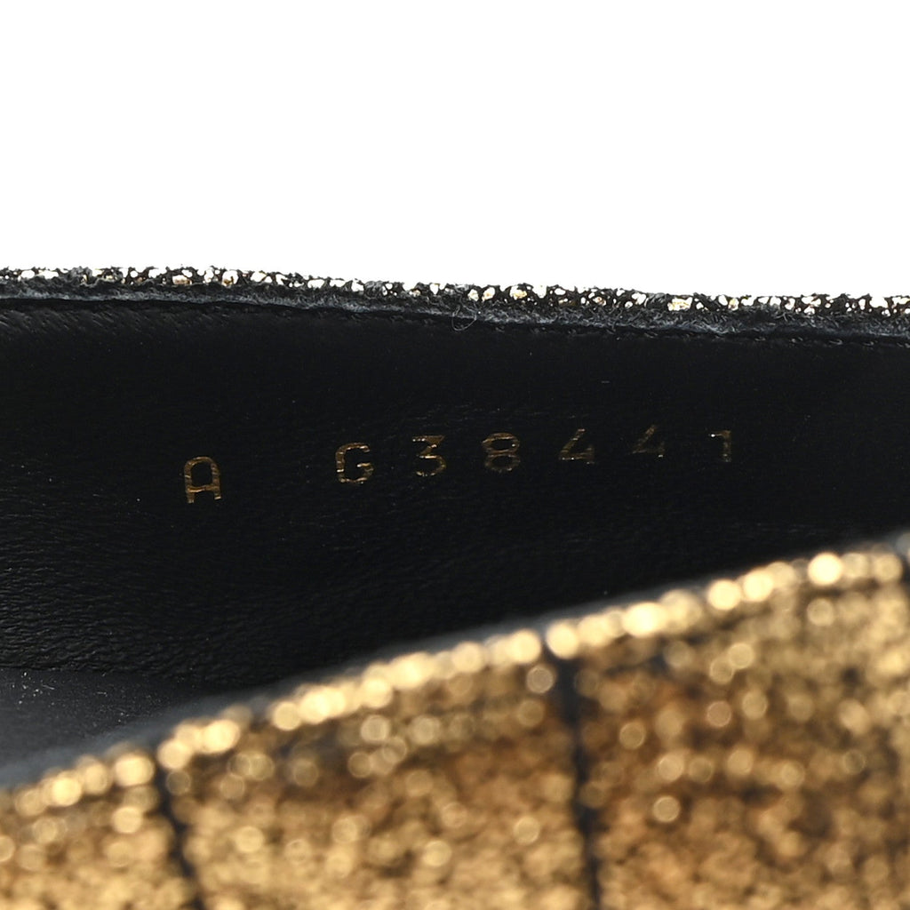 Laminated Suede Kidskin Grosgrain Quilted Cap Toe Ballerina Flats 36.5 Gold Black