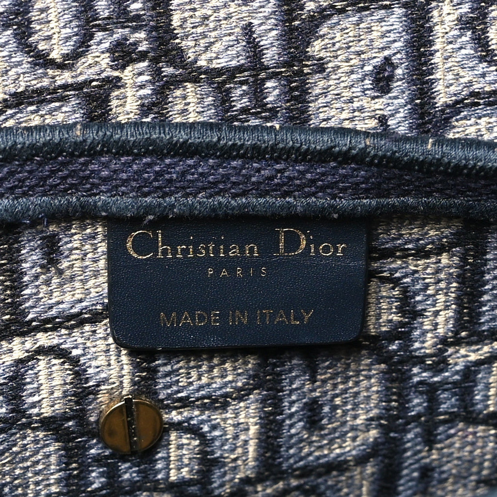 Christian Dior Oblique Embroidered Saddle Bag Blue