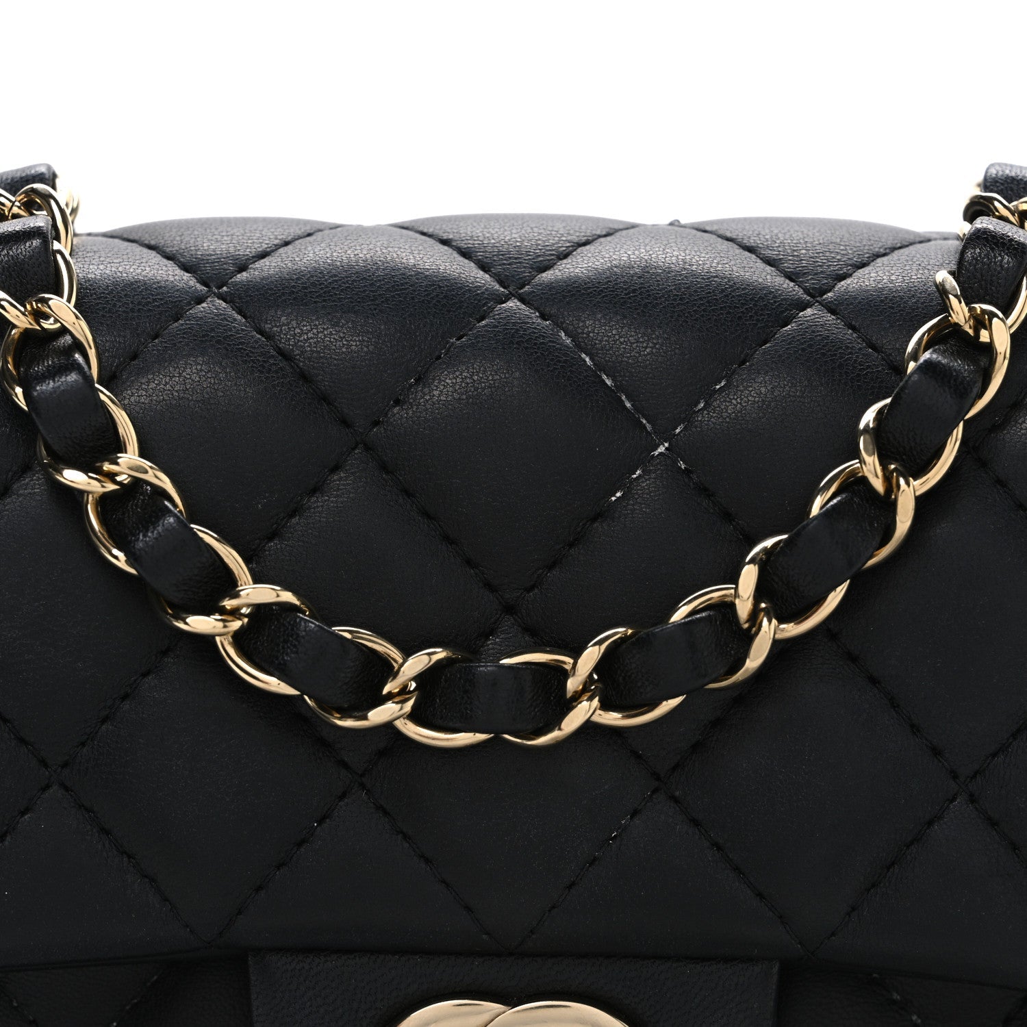 Chanel Lambskin Quilted Mini Rectangular Flap Black