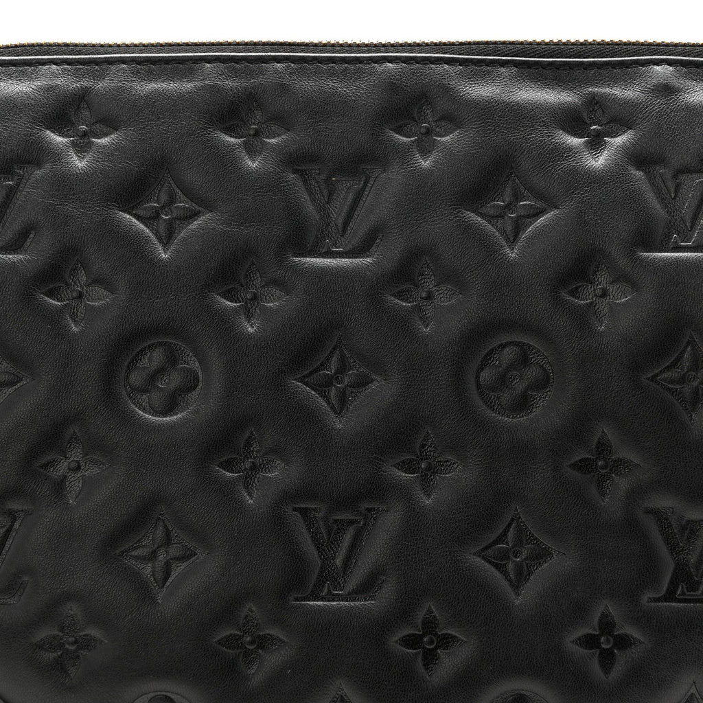 Louis Vuitton Lambskin Embossed Monogram Coussin PM Black
