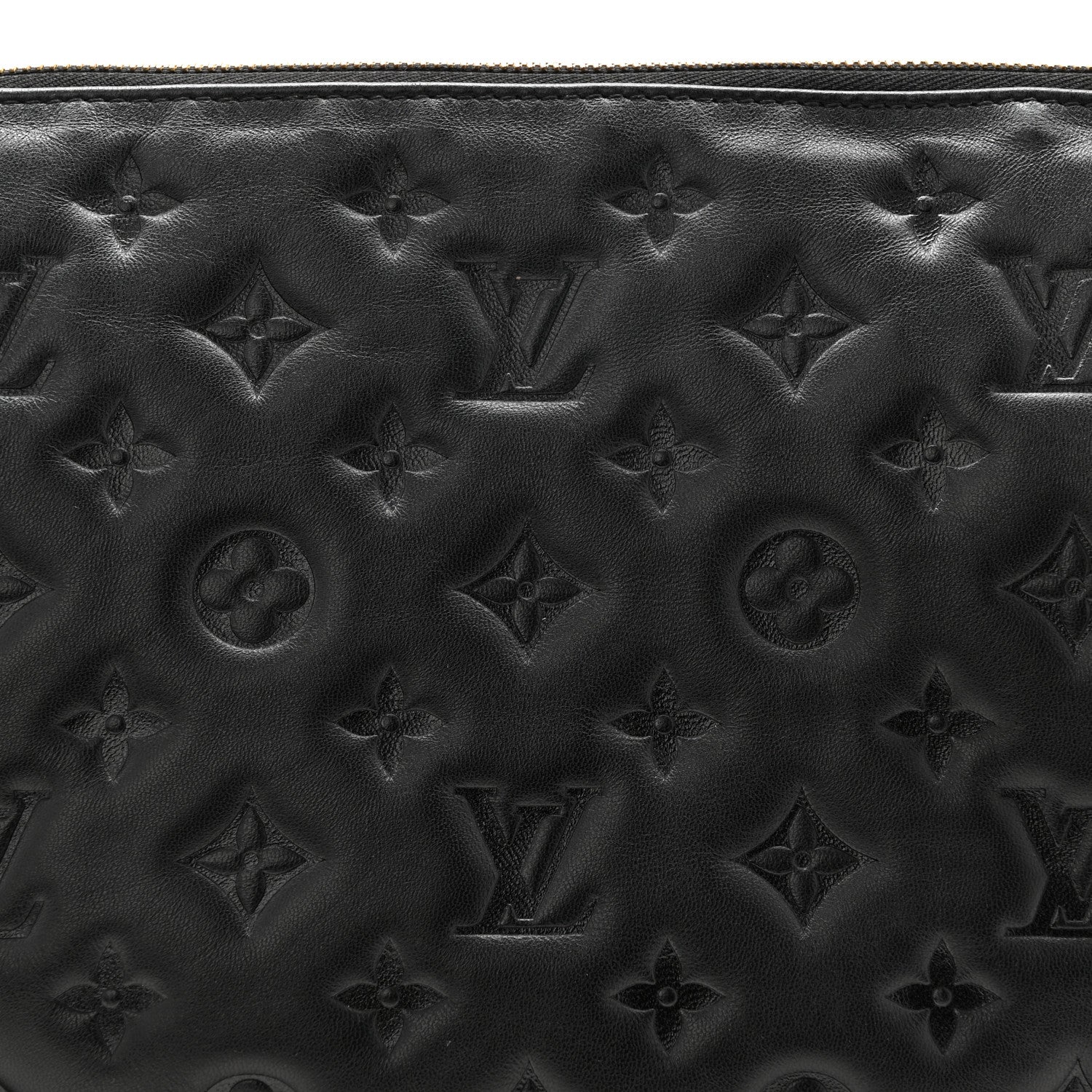 Louis Vuitton Lambskin Embossed Monogram Coussin PM Black