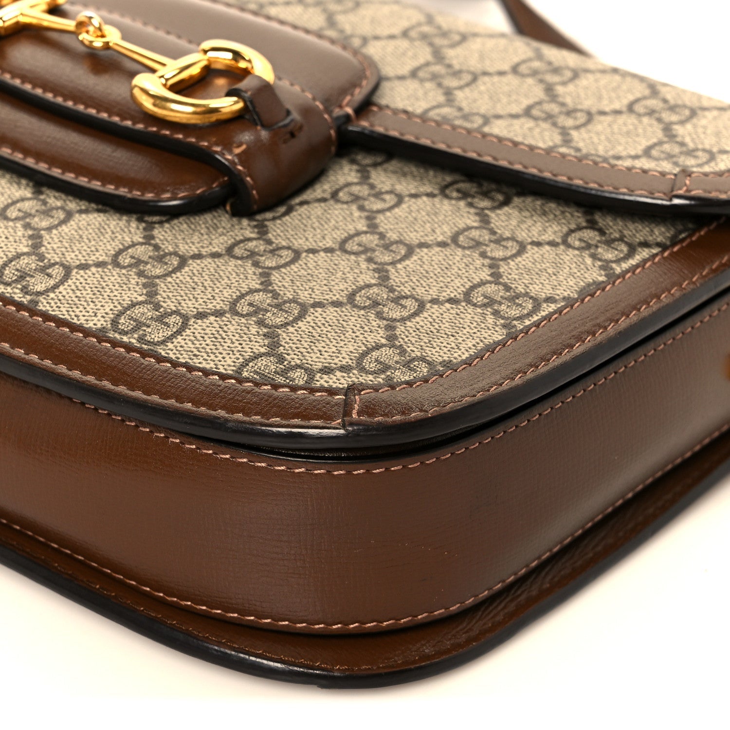 Gucci GG Supreme Monogram Horsebit 1955 Shoulder Bag Beige Brown Sugar