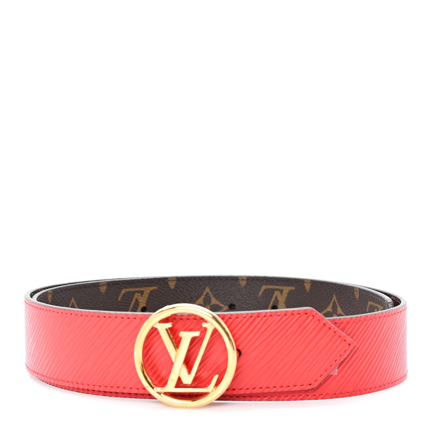 Louis Vuitton Monogram Epi 35mm LV Circle Reversible Belt 80 32 Coquelicot