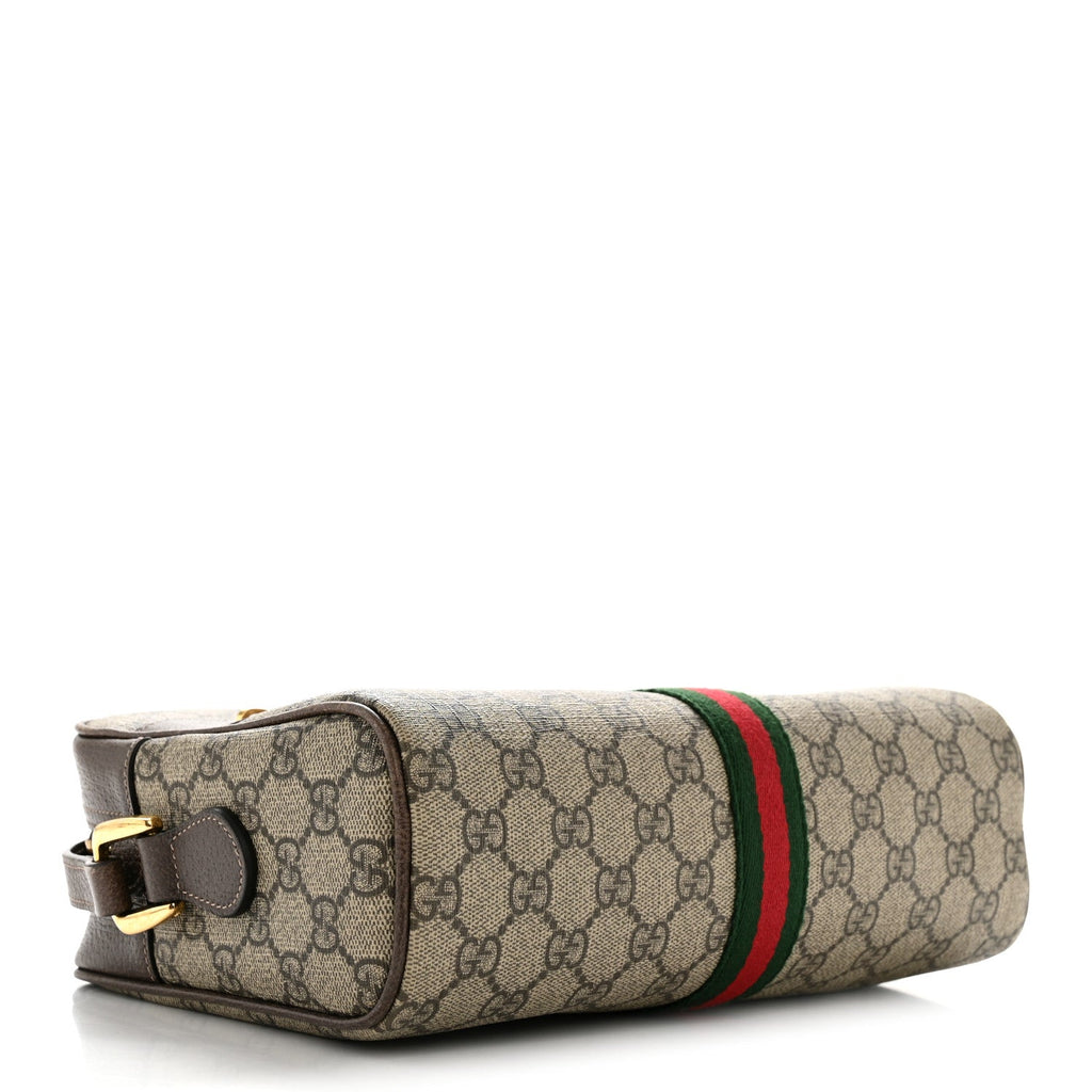 Gucci GG Supreme Monogram Web Small Ophidia Shoulder Bag Brown