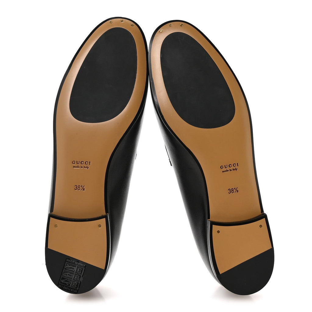 Gucci Calfskin Womens Jordaan Loafers 38.5 Black