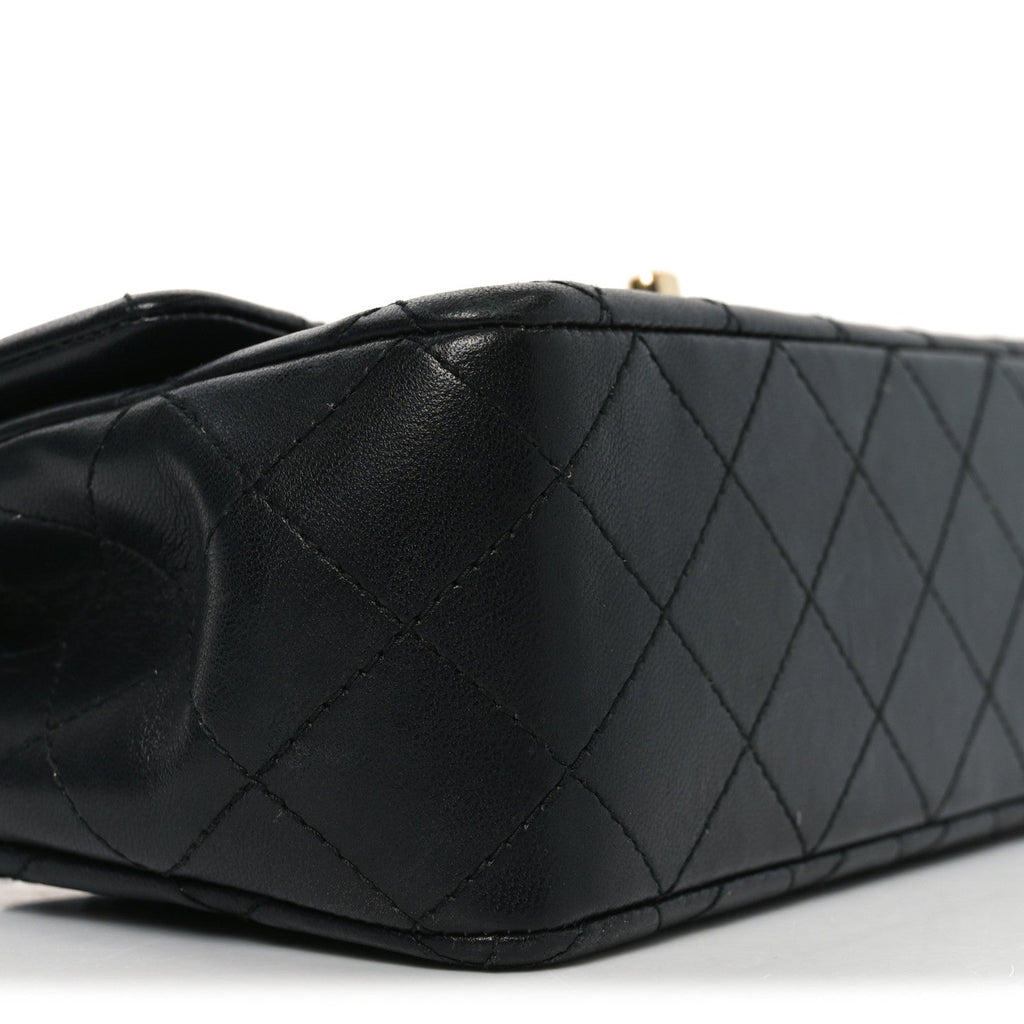 Chanel Lambskin Quilted Mini Rectangular Flap Black