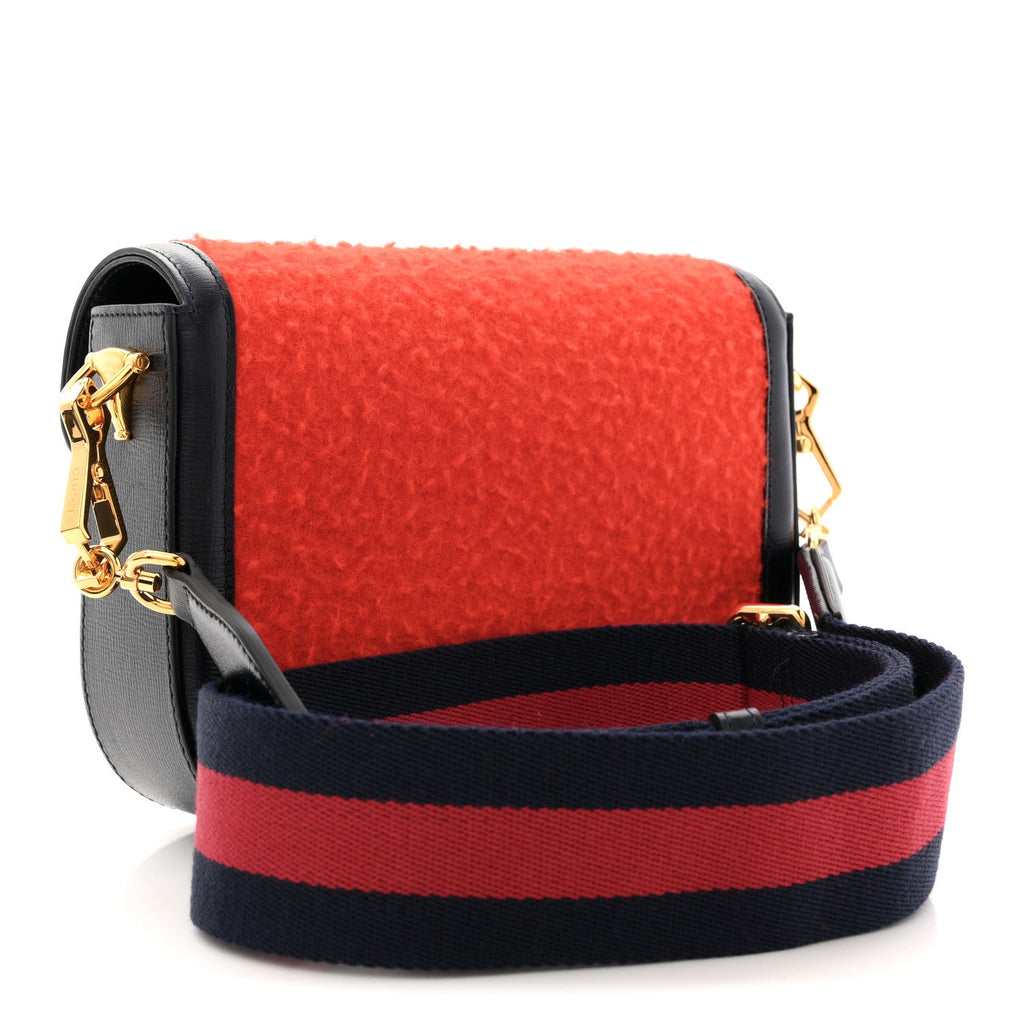 Gucci Casy Wool Azalea Calfskin Mini Horsebit 1955 Shoulder Bag Bitter Sweet Blue