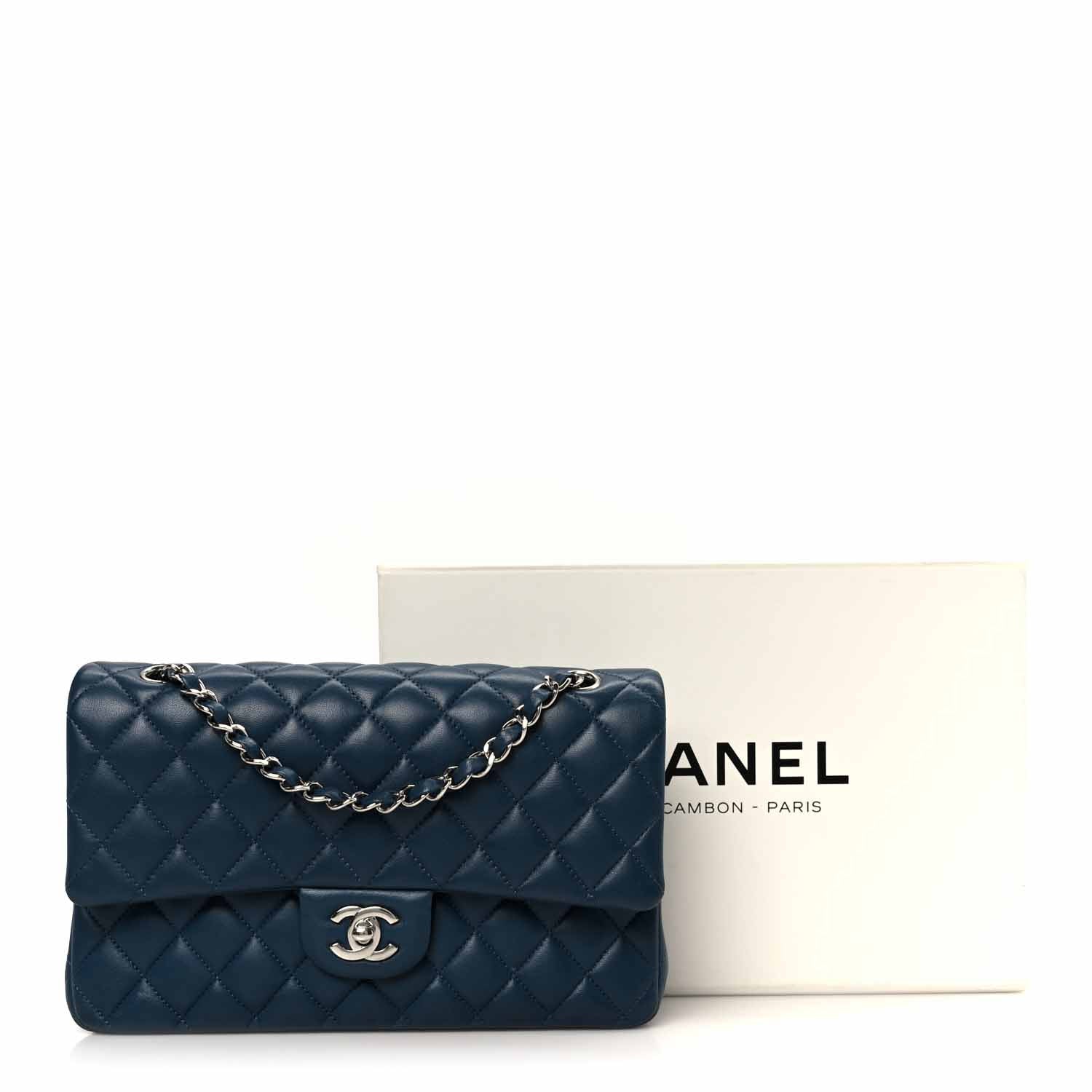 Chanel Lambskin Quilted Medium Double Flap Navy