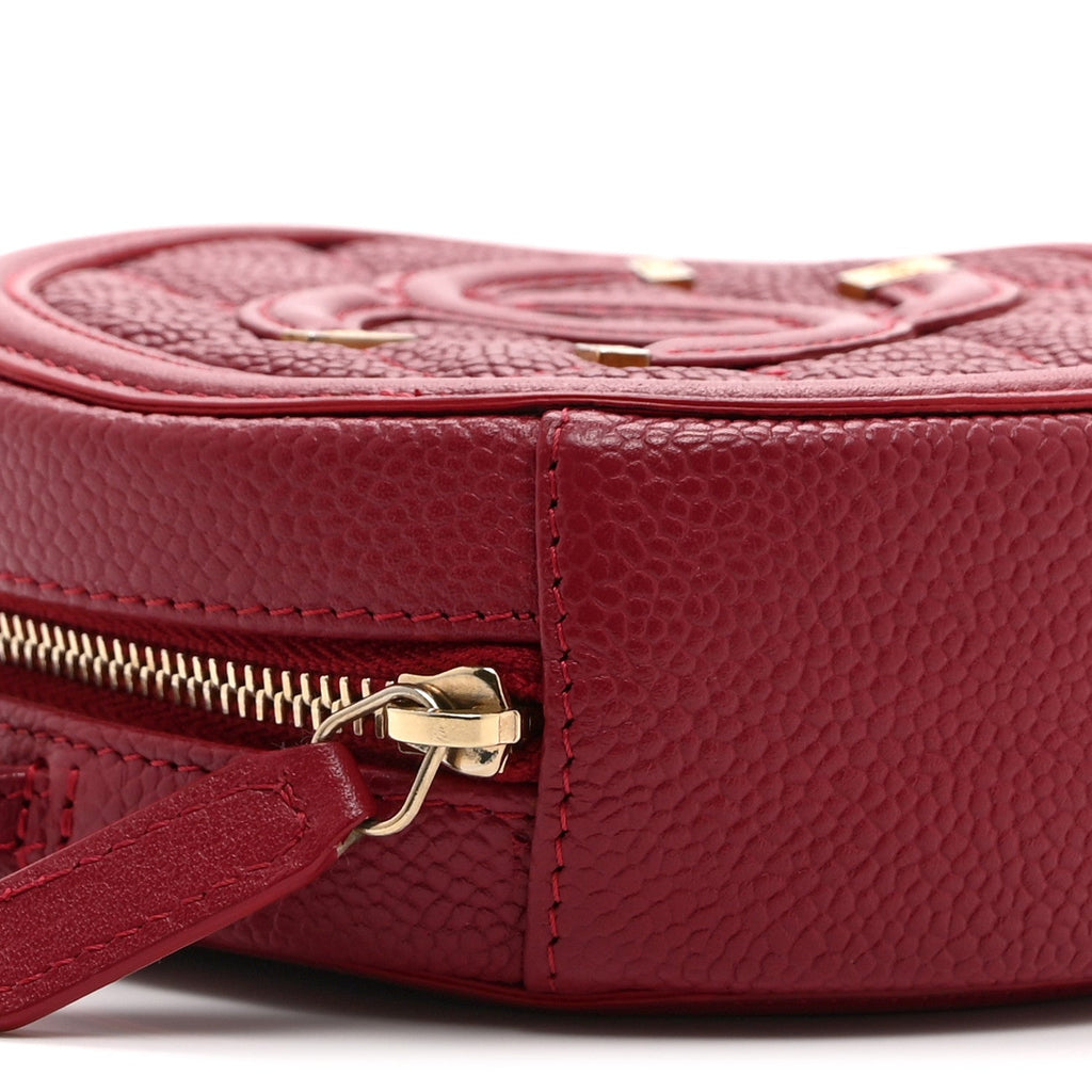 Chanel Caviar Quilted Round Filigree Crossbody Red