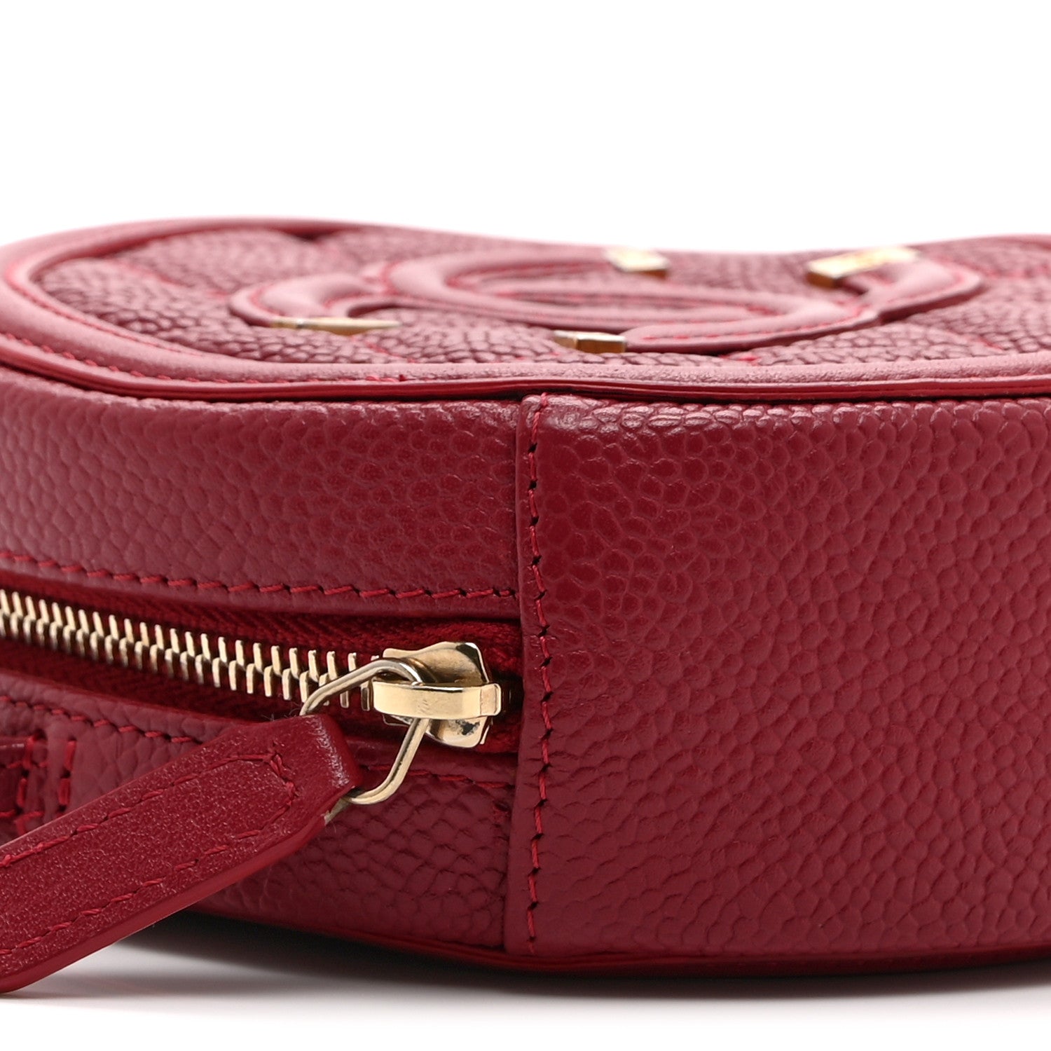 Chanel Caviar Quilted Round Filigree Crossbody Red